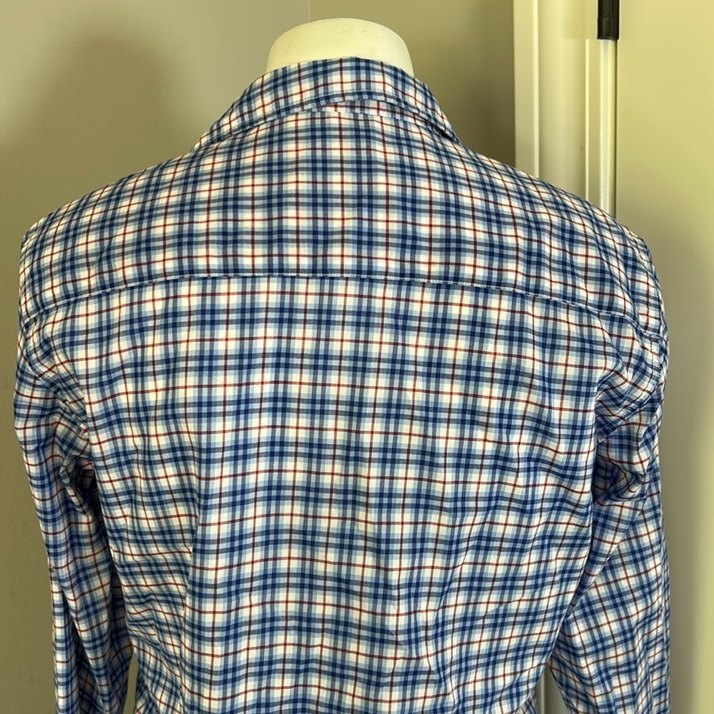 Frank and Eileen Grayson Shirt Italian Fabric Plaid Blue Red Classic Fit Sz S - Picture 7 of 15